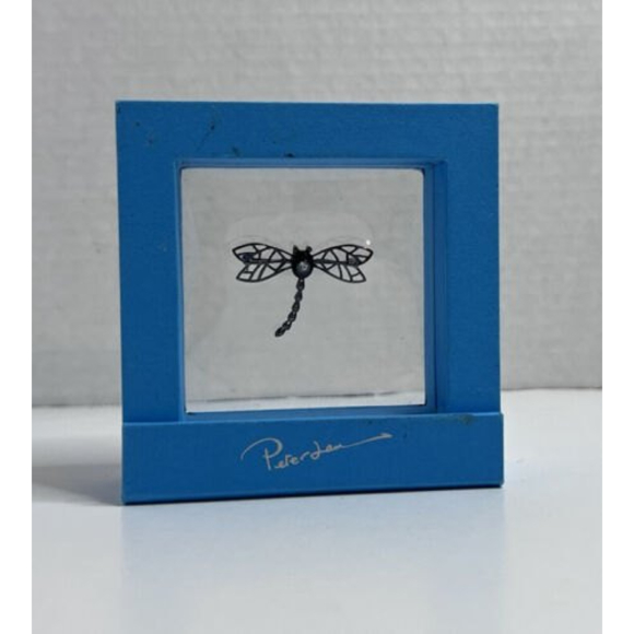 Peter James Vintage Silver .925 Dragonfly Pendant Brooch Aqua Gemstone Signed - Picture 3 of 9